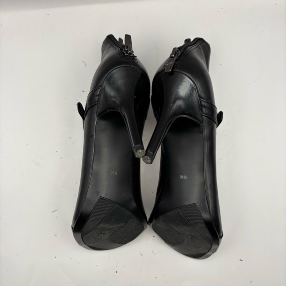 Marc Fisher Black Leather Open-Toe Heels Size 9 - Picture 4 of 8